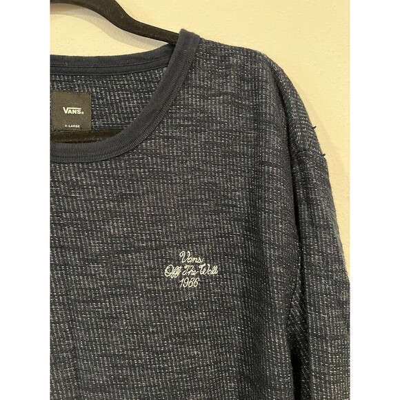 Vans Shirt Mens XLarge Blue Long Sleeve Crewneck Thermal Y2K Grunge Skater 2000s - Picture 2 of 13